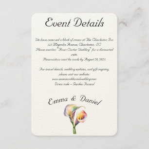 Cartão De Informações Calla Aquarela Elegante Lírios Românticos