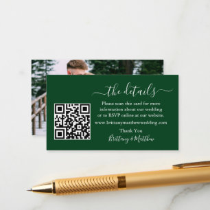 Cartão De Informações Calligrafia Detalhes do Casamento Site QR Foto Ver