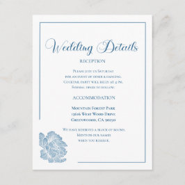 Cartão De Informações Calligraphy Script Dusty Blue Floral Wedding