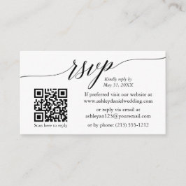 Cartão De Informações Calliografia RSVP Casamento Minimalista Foto QR Mi