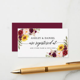 Cartão De Informações Calliografia Watercolor Floral Wedship Registry