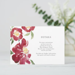 Cartão De Informações Camarões vermelhos Aquarela Flores Pormenores do I