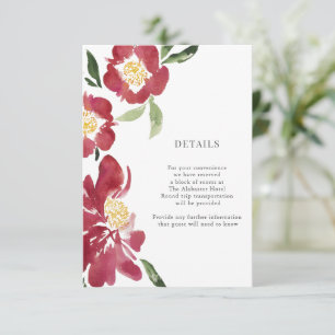 Cartão De Informações Camarões vermelhos Aquarela Flores Pormenores do I