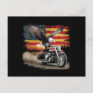 Cartão De Informações Camisa de Motocicleta da Bandeira Americana EUA Re