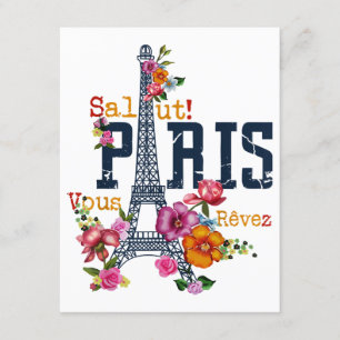 Cartão De Informações Camisa Torre Eiffel Paris Salut Florescendo Paris