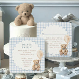 Cartão De Informações Can Bearly Wait Teddy Bear Diapers Boy Baby Shower