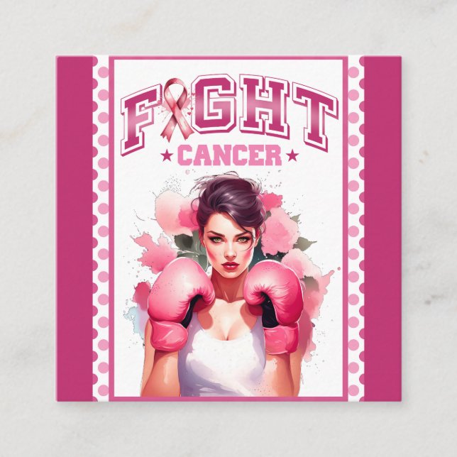 Cartão De Informações Cancer da mama floral, rosa e Bonito (Frente)