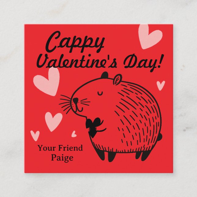 Cartão De Informações Cappy Valentine's Day | Capybara Valentine  (Frente)