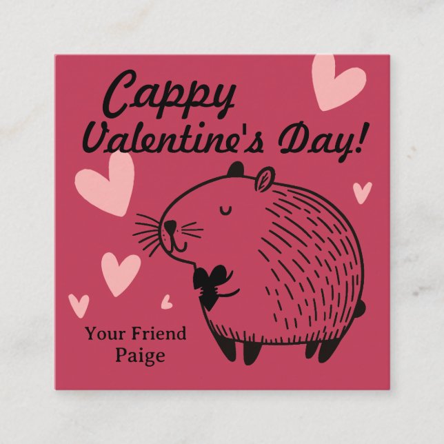Cartão De Informações Cappy Valentine's Day | Capybara Valentine  (Frente)