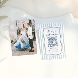 Cartão De Informações Caprichoso RSVP de Casamento Espanhol Listras Azui