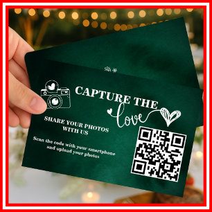 Cartão De Informações Captura do Amor Casamento QR Esmeralda Verde