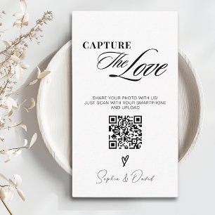 Cartão De Informações Captura do Amor Código QR de Casamento Minimalista