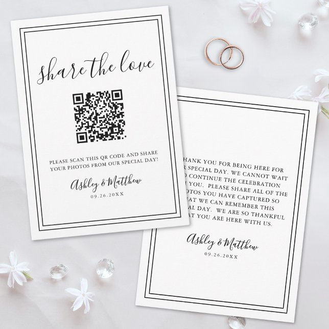 Cartão De Informações Capturar o Casamento de Código QR do Compartilhame (Capture The Love Photo Share QR Code Wedding Enclosure Card)