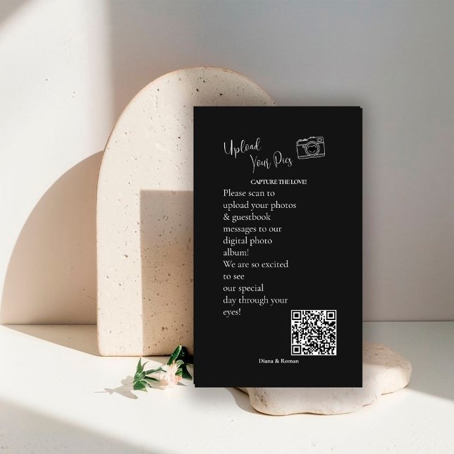 Cartão De Informações Capture The Love QR code Wedding Guest Photo Share (Criador carregado)