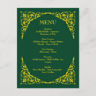 Cartão De Informações Cardápio de Casamento Emerald Elegance
