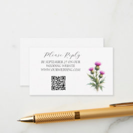 Cartão De Informações Cardo Mariano Casamento Floral Roxo Aquarela Escoc