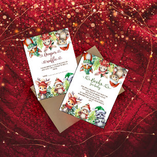 Cartão De Informações Carimbo de Chá de fraldas de Animais da Floresta d