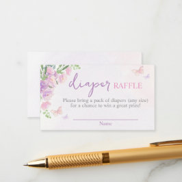 Cartão De Informações Carimbo-Fralda rosa-borboleta