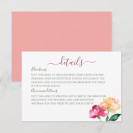 Cartão De Informações Carnações e Esqueçam-me de Nots Detalhes de Casame