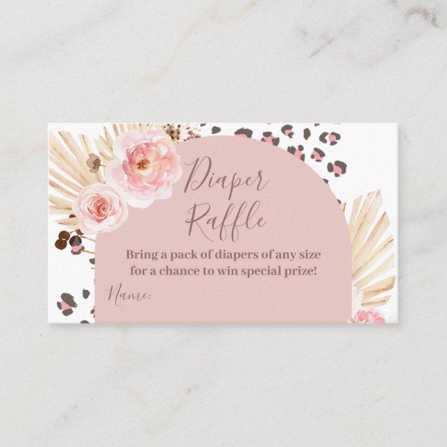 Cartão De Informações Carneiros Rosa-Boho Fralda-Junta Raffle (Frente)