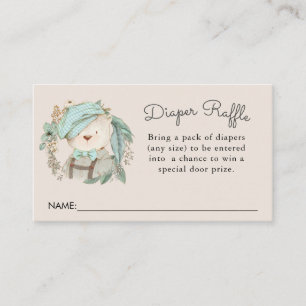 Cartão De Informações Carrinho-Vintage Fralda-Chá de fraldas--Urso-Vinta