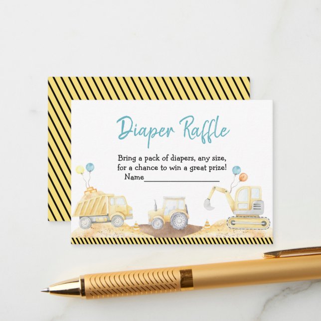 Cartão De Informações Carro-Chá de fraldas Raffle (Frente/Verso In Situ)