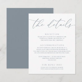Cartão De Informações Carro de Casamento Minimalista Moderno Dusty Blue