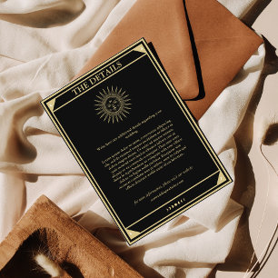 Cartão De Informações Carta de Tarot Elegante Casamento Detalhes Vintage