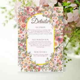 Cartão De Informações Cartaz de Detalhes do Casamento Floral de Primaver