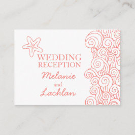 Cartão De Informações Cartaz de informações de casamento branco e coral
