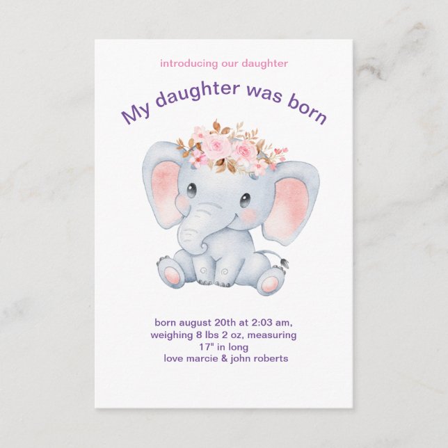 Cartão De Informações Carteira Meu Belo Aniversário Da Filha (Frente)