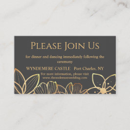 Cartão De Informações Carvão e Dourado Casamento