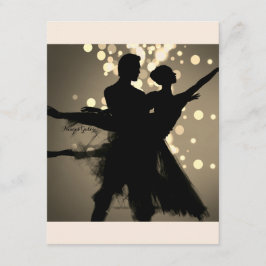 Cartão De Informações Casal de Bailarinos em Cinza Vintage