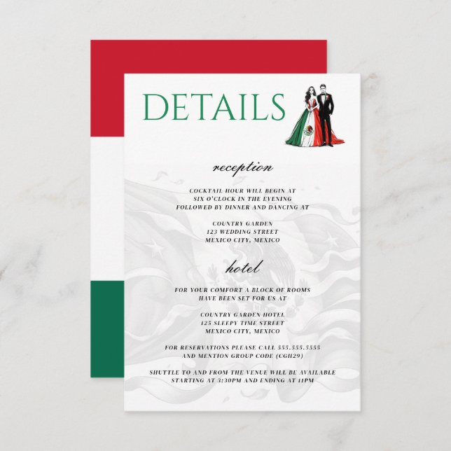 Cartão De Informações Casal Mexicano (Frente/Verso)