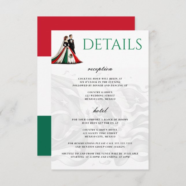 Cartão De Informações Casal México (Frente/Verso)