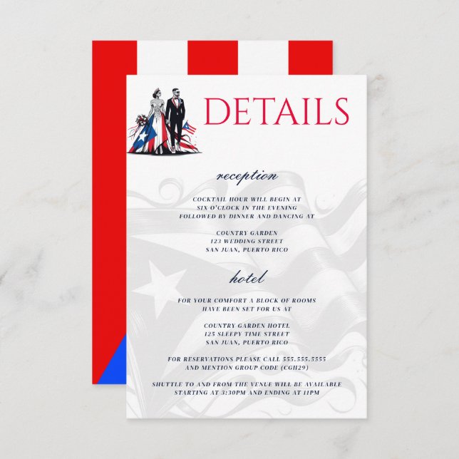 Cartão De Informações Casal Porto Rico (Frente/Verso)