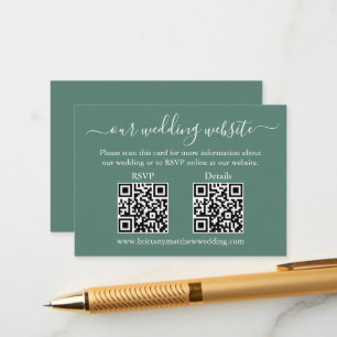 Cartão De Informações Casamento 2 QR RSVP Detalhes Eucalyptus Green