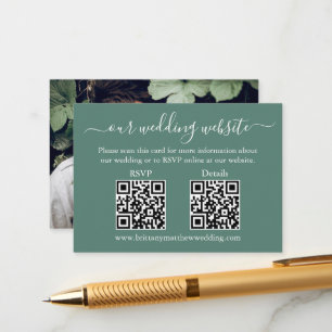 Cartão De Informações Casamento 2 QR RSVP Detalhes Foto Eucalyptus Green