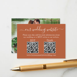Cartão De Informações Casamento 2 QR RSVP Detalhes Foto Terracotta