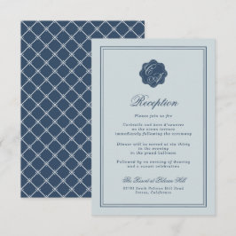 Cartão De Informações Casamento à Beira-Mar Azul Empoeirado Monograma Re