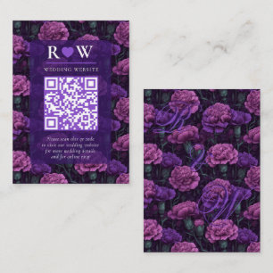 Cartão De Informações Casamento Antigo com Acento de Cravo Roxo Clássico