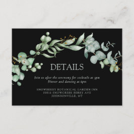 Cartão De Informações Casamento Aquarela Verde Sálvia Preto
