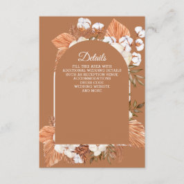 Cartão De Informações Casamento Arqueado Rústico Terracota Boho Pampas