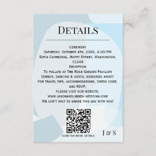 Cartão De Informações Casamento Artístico Minimalista Azul-Abstrato Mode