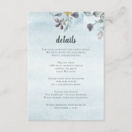 Cartão De Informações Casamento Azul com Pó Azul Floral