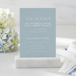 Cartão De Informações Casamento Azul Costeiro Moderno e Elegante