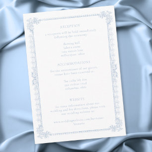 Cartão De Informações Casamento Azul Empoeirado Barroco Vintage Elegante