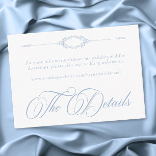 Cartão De Informações Casamento Azul Empoeirado Barroco Vintage Elegante