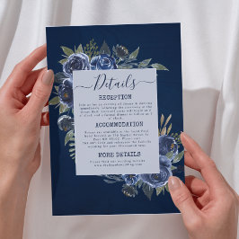 Cartão De Informações Casamento Azul Empoeirado Champanhe Marfim
