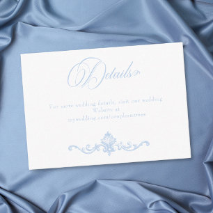 Cartão De Informações Casamento Azul Francês Rococó Regal Vintage Elegan